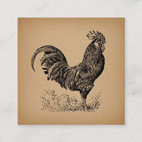 Brown Antique Rooster Illustration Chicken Art Enclosure Card