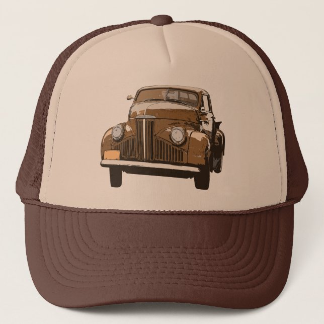 Brown antique Truck 2 Trucker Hat (Front)