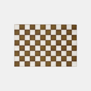 Brown & Antique White Checkered 3x2 Outdoor Rug