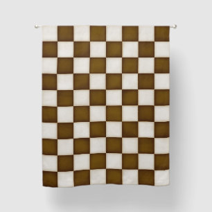 Brown & Antique White Checkered 63" Blackout Curtains