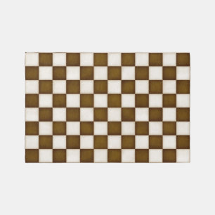 Brown & Antique White Checkered 6x4 Rug