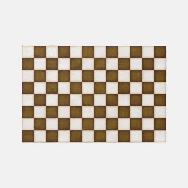 Brown & Antique White Checkered 6x4 Rug (Front)