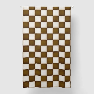 Brown & Antique White Checkered 84" Blackout Curtains