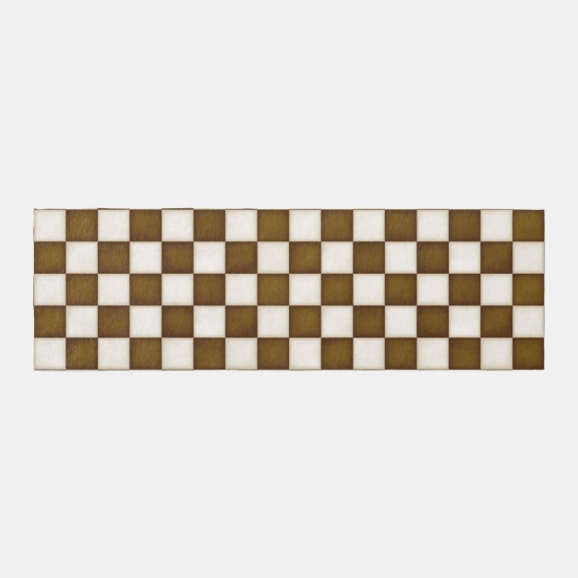 Brown & Antique White Checkered 8x2.5 Runner (Front)