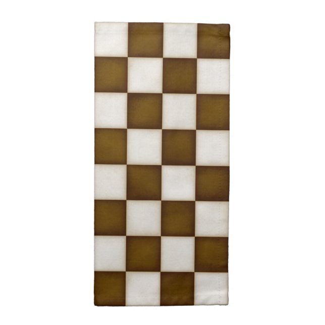 Brown & Antique White Checkered Cloth Napkin (Half Fold)