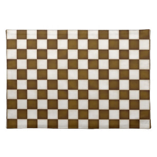 Brown & Antique White Checkered Cloth Placemat