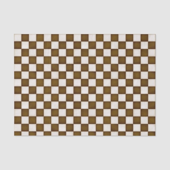 Brown & Antique White Checkered Tissue Paper (Front)