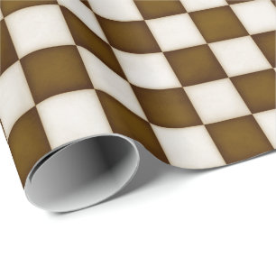 Brown & Antique White Checkered Wrapping Paper