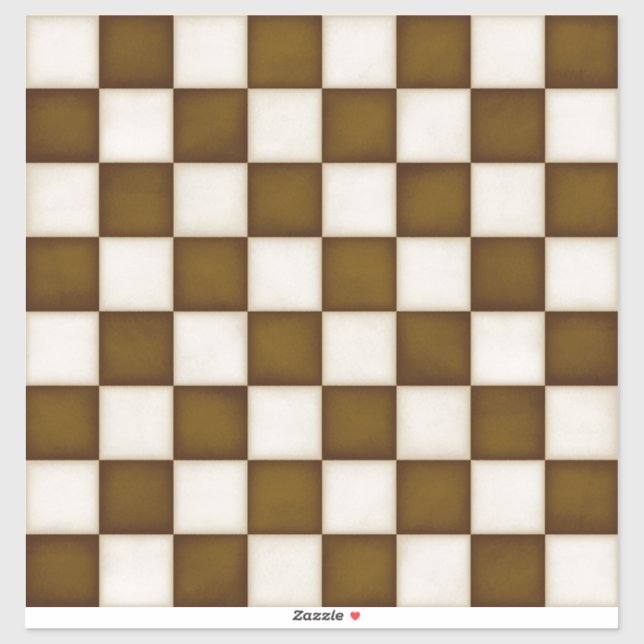 Brown & Antique White Custom Size Chessboard Decal (Sheet)