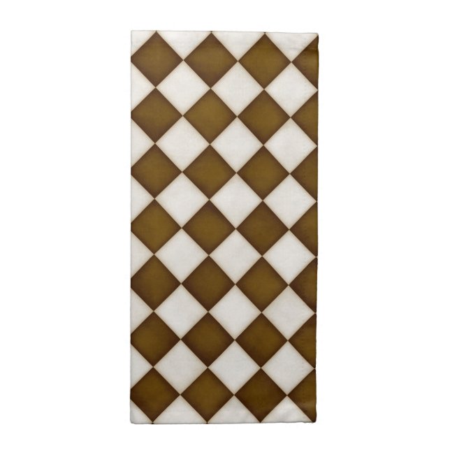 Brown & Antique White Diamonds Cloth Napkin (Half Fold)