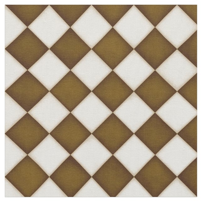 Brown & Antique White Diamonds (small scale) Fabric (Close Up)