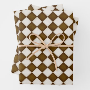 Brown & Antique White Diamonds Wrapping Paper Sheets