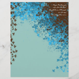 Brown & Aqua Blue Leaves Letterhead