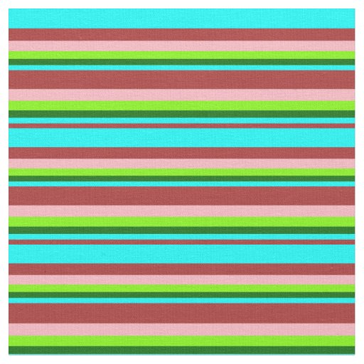 Brown, Aqua, Dark Green, Green, and Light Pink Fabric