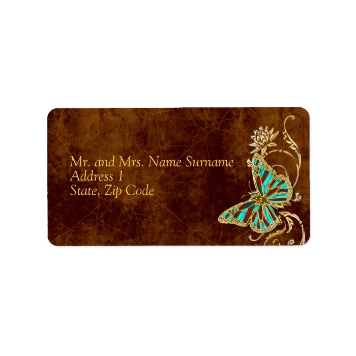 Brown aqua gold address wedding engagement party custom address labels