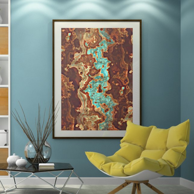 Brown Aqua Teal Turquoise Green Geode Marble Art Poster (Creator Uploaded)