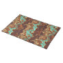 Brown Aqua Turquoise Green Geode Marble Art Cloth Placemat