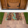 Brown Aqua Turquoise Green Geode Marble Art Doormat