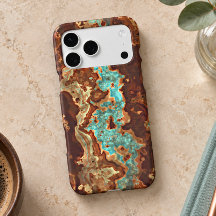 Brown Aqua Turquoise Green Geode Marble Art