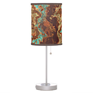 Brown Aqua Turquoise Green Geode Marble Art Table Lamp
