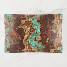 Brown Aqua Turquoise Green Geode Marble Art