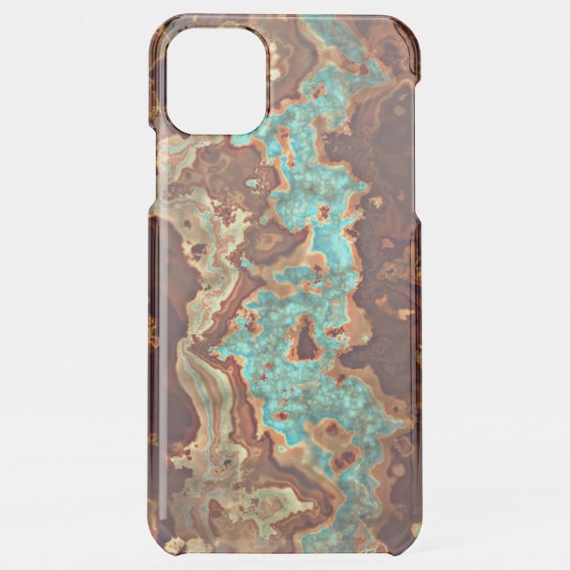 Brown Aqua Turquoise Green Geode Marble Art Uncommon iPhone Case (Back)