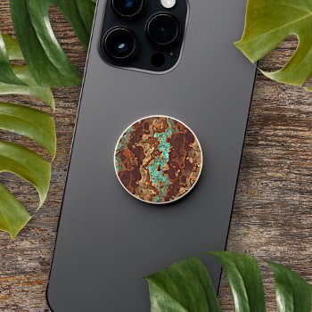 Brown Aqua Turquoise Green Geode Marble Pattern Popsocket by All_In_Cute_Fun at Zazzle