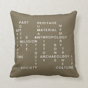 Brown Archaeology & Anthropology Crossword Puzzle Throw Pillow