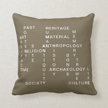 Brown Archaeology & Anthropology Crossword Puzzle Throw Pillow