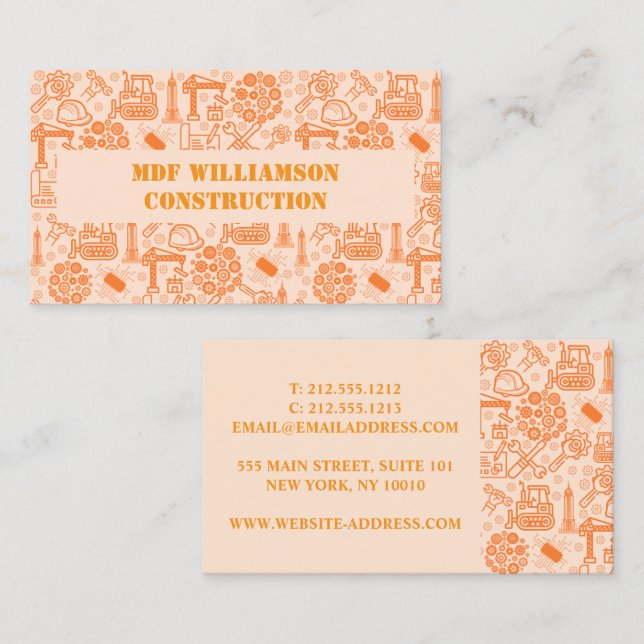 brown Architectural Blueprint Engineer Pattern Business Card (Front/Back)