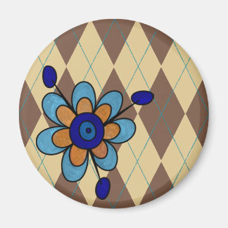 Brown Argyle & Flower Magnet