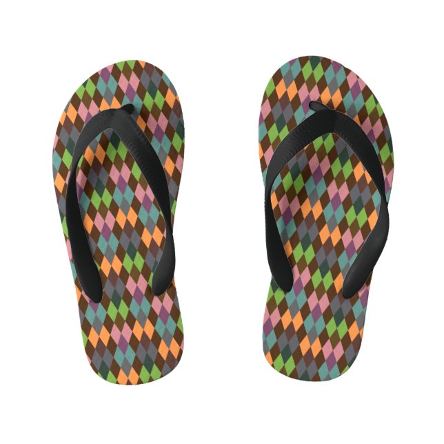 Brown Argyle Pair of Flip Flops (Footbed)