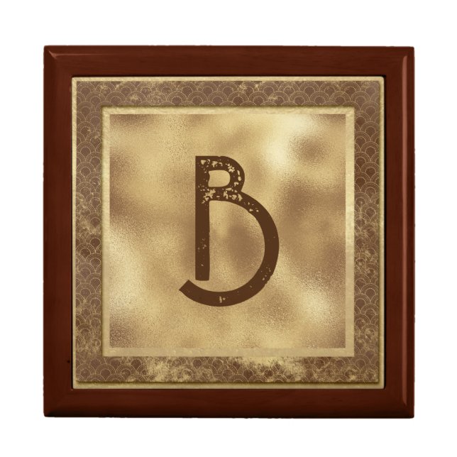 Brown Art Deco Pattern Framing Gold Foil Texture G Gift Box (Front)