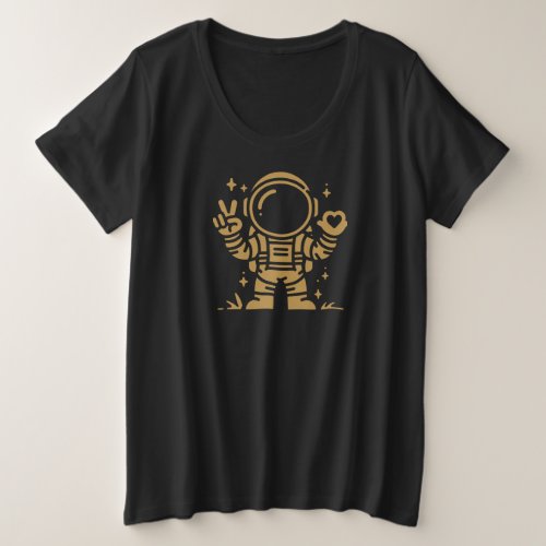 Brown Astronaut is sending love Plus Size T_Shirt