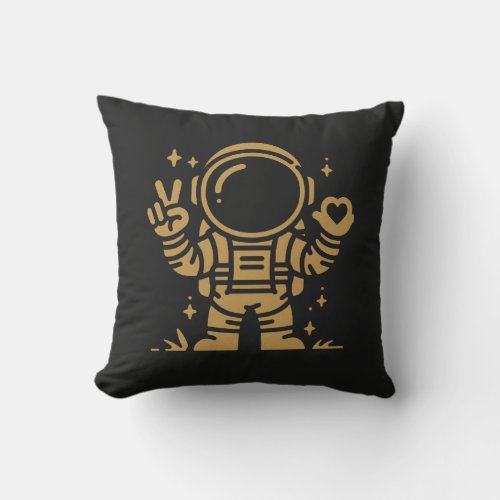 Brown Astronaut is sending love Throw Pillow