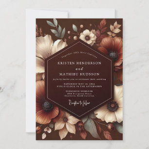 Brown Autumn Bloom Wedding Invitation