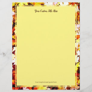 Brown autumn leaves photo wedding stationery paper