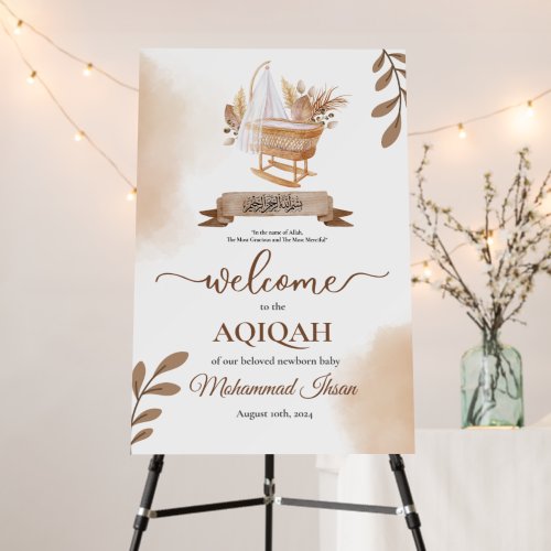Brown Autumn Leaves Stroller Baby Boy Aqiqah