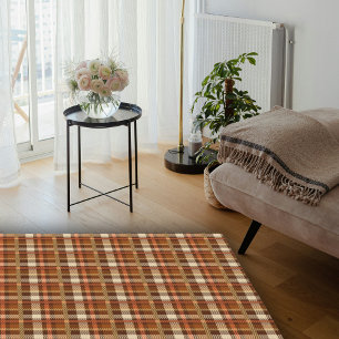 Brown Autumn Neutrals Fall Farmhouse Plaid Area  Rug