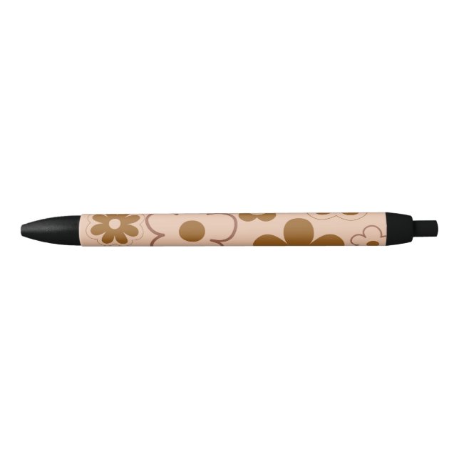 Brown Autumn Retro Y2K Hippie Flower Pattern Pen (Front)