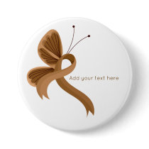 Brown Awareness Ribbon Butterfly Button