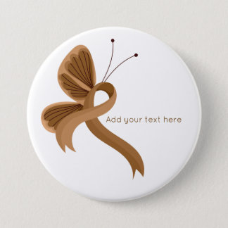 Brown Awareness Ribbon Butterfly Button