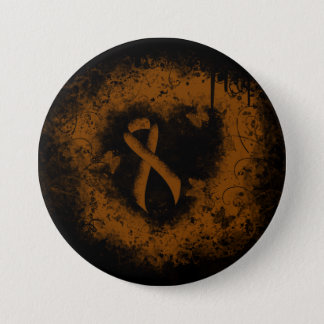 Brown Awareness Ribbon Grunge Heart Pinback Button