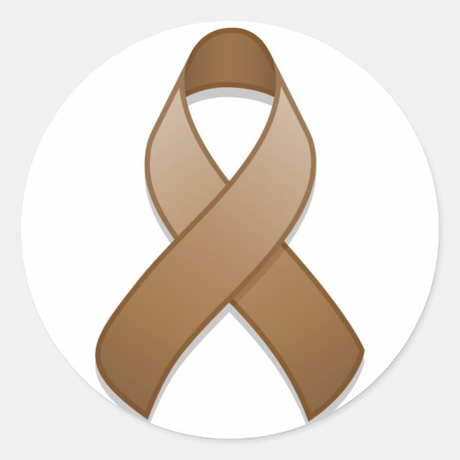 Brown Awareness Ribbon Round Sticker (Front)