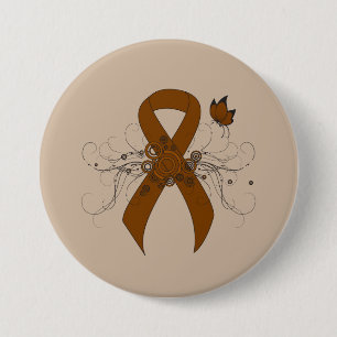 Brown Awareness Ribbon with Butterfly Button