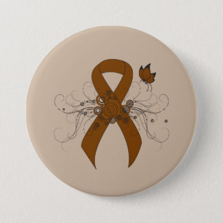 Brown Awareness Ribbon with Butterfly Button