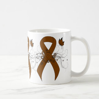 Brown Awareness Ribbon with Butterfly Coffee Mug