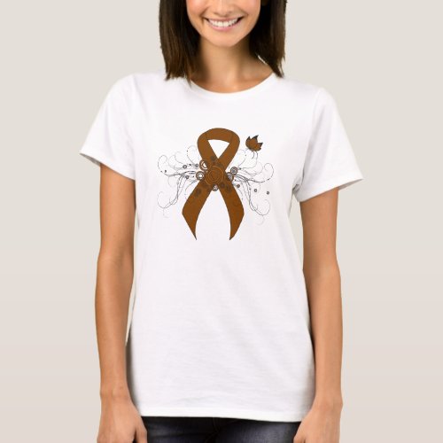 Brown Awareness Ribbon with Butterfly T_Shirt