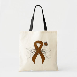 Brown Awareness Ribbon with Butterfly Tote Bag