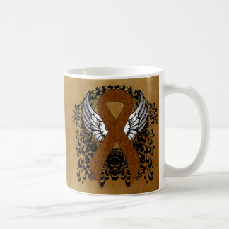 Brown Awareness Ribbon with Wings Coffee Mug